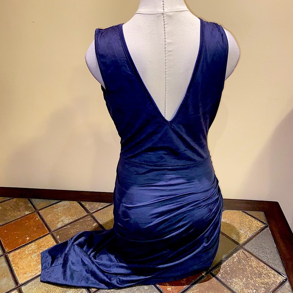NWT Sexy fashionnova suede blue vneck dress w slit - Picture 9 of 12